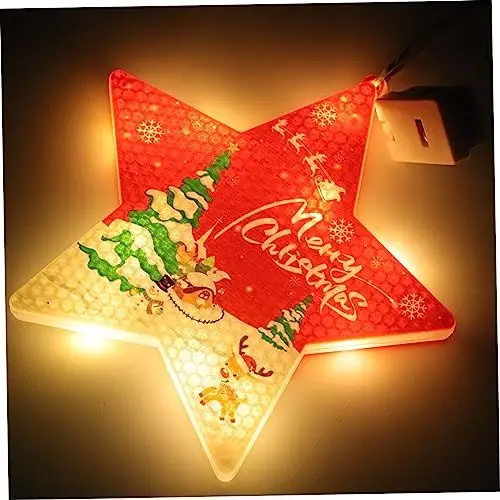 Produktbild: PRETYZOOM 3St Dekorative Lichter beleuchtete Sternverzierungen Weihnachtsschmuck-Set Christbaumschmuck Weihnachtsdekorationen Weihnachtsbeleuchtung Weihnachtsanhänger rot