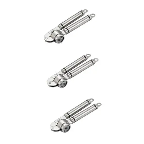 Produktbild: PRETYZOOM 3St Knoblauchpresse Fleischwolf schwer Knoblauch pressen Werkzeug zum Zerkleinern von Knoblauch Knoblauchbrei Silberfarbe Knoblauchzerkleinerer Fleischwolf Knoblauchscheibe Silver