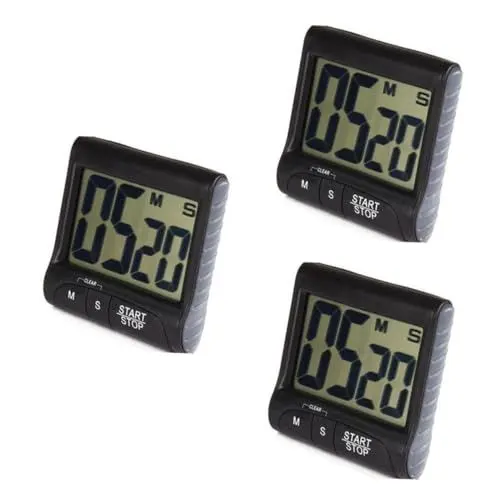 Produktbild: PRETYZOOM 3stücke Digitaler Küchenzeitmesser Mit Großem LCD-Display Und Lautem Alarm Praktische Küchenuhr Für Präzises Timing Beim Kochen Und Spielen Schwarz Einfach Zu Bedienen