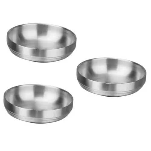 Produktbild: PRETYZOOM 3St Untertasse aus Edelstahl 304 Auflaufförmchen Tasse Gewürz Gericht Kimchi-Gewürz Ketchup-Gewürz Mini Gewürzgericht Gewürzplatte verdicken das Gericht kaltes Gericht Würze Metall