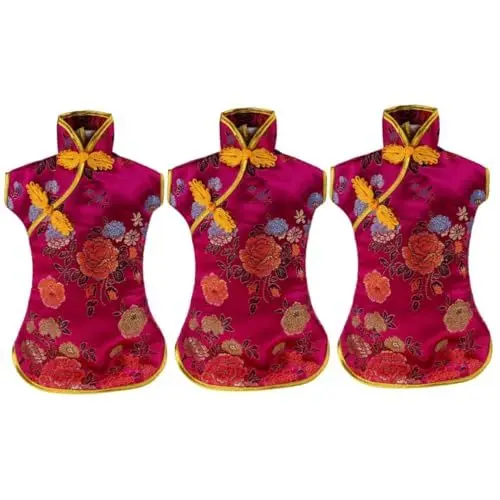 Produktbild: PRETYZOOM 3St cheongsam weinflaschenabdeckung Kleidung aus Weinflaschen Flaschentasche Weinflaschen Dekoration Weinflaschenbezug geschenktüten Partyzubehör Wein-Geschenktüte für Weinflaschen