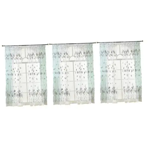 Produktbild: PRETYZOOM 3St vorhänge Vorhang siatka NA okno przeciw owadom Window Treatments Window Fly Screens Veil Window Screen Window blind gardinen für türen deko Spitze Voile Blumen schmücken Tafel