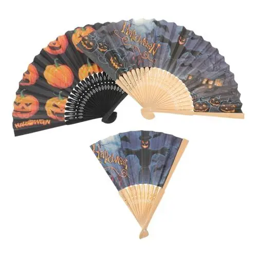 Produktbild: PRETYZOOM 3pcs Kürbis Fan Halloween Papier Handheld Fan für Party Liefert Einzigartige Kürbis Gesicht Dekorationen