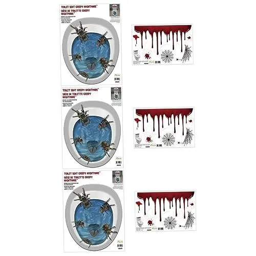 Produktbild: PRETYZOOM 3 Sätze Halloween Thriller Spinnen Aufkleber Toiletten Aufkleber Blutiger Halloween-aufkleber Halloween-dekorationen Toilettenaufkleber Mit Blutflecken Erdfarben Requisiten 3d Pvc