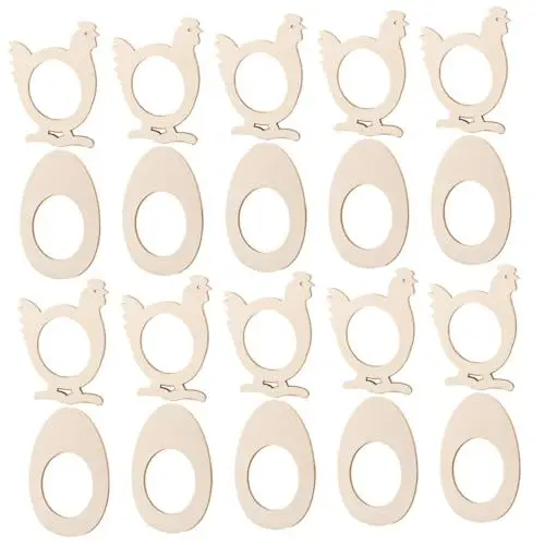 Produktbild: PRETYZOOM 3 Sätze Ostern Serviettenringe Easter Decoration Tischdeko Ostern Leinen Blattserviettenringe Korb Serviettenringe Zum Thema Ostern Serviettenschnalle Hölzern 20 Stück * 3