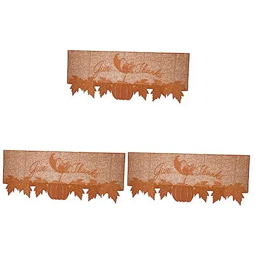 Produktbild: PRETYZOOM 3 Stücke Elegante 20x60 Zoll Tisch Läufer Polyester Maple Leaf Muster Thanksgiving Ostern Bankett Decor Tisch Flagge