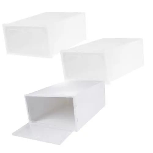 Produktbild: PRETYZOOM 3er-box Durchsichtiger Schuhkarton Aufbewahrung Von Schuhkartons Schuhschrank Schuh Schuhkartons Transparent Schuhbehälter Sneaker-aufbewahrung Pp Weiß