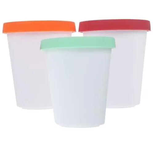 Produktbild: PRETYZOOM 3-teiliges Eiscreme-kantinen-Set Auslaufsicherer Silikondeckel Frischhaltedosen Für Hausgemachte Joghurt-Desserts Rot