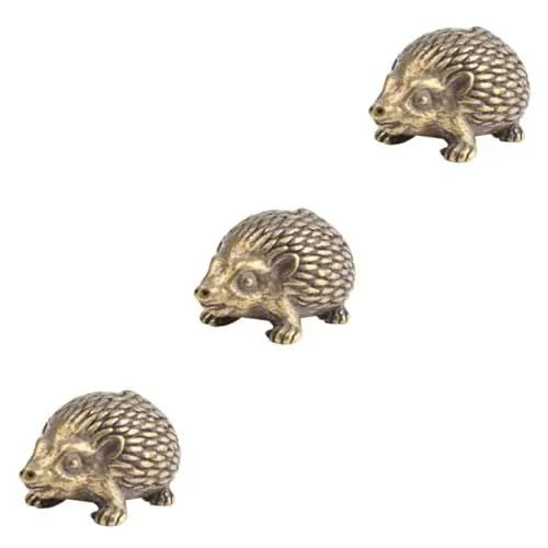 Produktbild: PRETYZOOM 3st Fengshui-tierfigur Mini-Igel-Spielzeug Brillenhalter Tierfigur Aus Metall Marakas Für Kinder Autoverkleidung Zimtstangen Messingdekoration Igel Miniaturen Büro Geschenk Fest