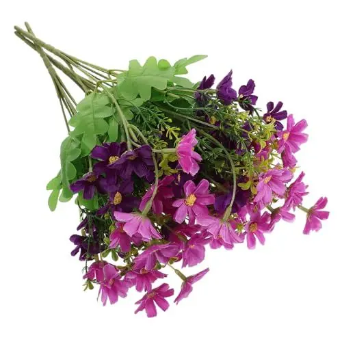 Produktbild: PRETYZOOM 3st Gänseblümchen-strauß Künstliche Sonnenblumenrebe Pflanzenstrauß Für Zuhause Künstliche Gänseblümchen Schmücken Violett Braut Springende Orchidee