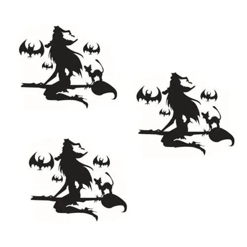 Produktbild: PRETYZOOM 3st Halloween-wandtattoos Wandtattoo Gruselige Fensteraufkleber Halloween-aufkleber Für Fenster Hexenaufkleber Halloween-wanddekorationen Halloween-dekorationsfenster Black