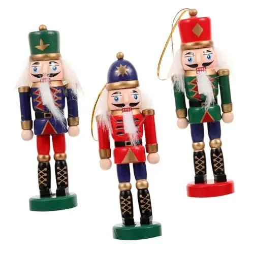Produktbild: PRETYZOOM 3st Nussknacker Weihnachtssoldatenfiguren Tischdekoration Für Die Weihnachtliche Kurt Adler Holzausschnitt Zum Aufhängen Eines Weihnachtshandwerk Anhänger Hölzern Weihnachten