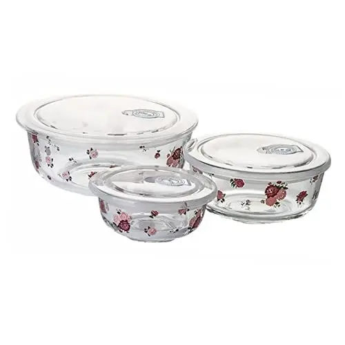Produktbild: PRETYZOOM 3st Salatschüssel Aus Glas Dekorative Glasschale Vorratsschalen Aus Glas Mit Deckel Klare Salatschüssel Kristall Obst Schüssel Reisschale Aus Glas Obstschale Aus Glas Siegel Löffel