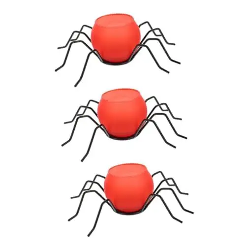 Produktbild: PRETYZOOM 3st Spinnenkerzenhalter Aus Schmiedeeisen Halloween-Lampe Halloween-teelichthalter Halloween-kerzenhalter Halloween-kerzendekorationen Halloween-Spinnen- Teelichter Glas Rot