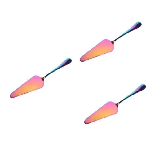 Produktbild: PRETYZOOM 3stücke Edelstahl Tortenheber Mit Wellenschliff Multifunktionales Backwerkzeug Für Kuchen Und Pizza Bunt Beschichtet Ergonomisches Design Langlebig Und Leicht Zu Reinigen