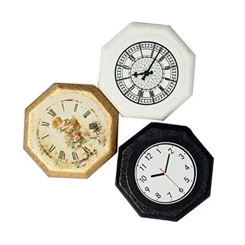 Produktbild: PRETYZOOM 3 Stücke Miniatur Holz Wanduhr Ornamente Wohnzimmer Decor Puppenhaus Zubehör Für Jungen Und Mädchen Älteren