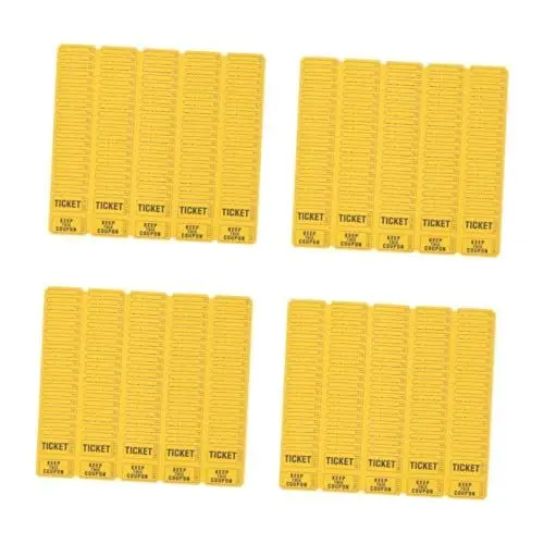 Produktbild: PRETYZOOM 4 Sätze Lotterie-tombolalose Eintrittskarte Für Veranstaltungen Preise Tickets Dekorationen Für Karnevals-mottopartys Karten Für Party Universaltickets Papier Yellow 100 Stück * 4