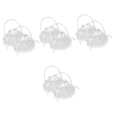 Produktbild: PRETYZOOM 4 Sätze Ringkissen Aus Spitze Bowknot-ringkissen Ringkissen in Blumenkorbform Hochzeitsringkissen Hochzeitsdeko Ringkissen Party-Ring-etui Eheringhalter Satin- Weiß 2 Stück * 4