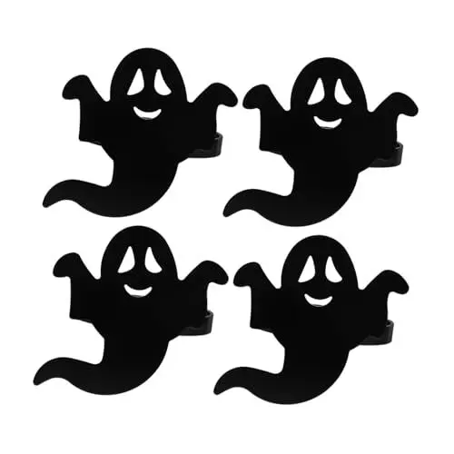Produktbild: PRETYZOOM Serviettenring Aus Metalllegierung Halloween-serviettenschnalle 4er-Pack Geister-serviettenkreis Für Den Esstisch Gruseliges Thema