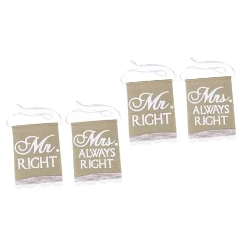 Produktbild: PRETYZOOM Schild Er Sie Hochzeitsschilder 4 Hochzeit Rustikale Hochzeitszeichen Und Frau Unterschreiben Hochzeitsbanner Stuhlbanner