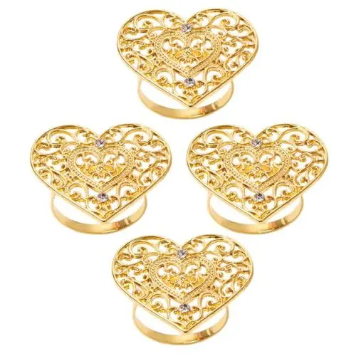 Produktbild: PRETYZOOM 4 Stück Liebe Serviettenschnalle Hochzeitsserviettenringe Goldene Serviettenschnallen Hochzeit Serviettenhalter Liebe Serviettenringe Handtuchring Herzförmig Rostfreier Stahl