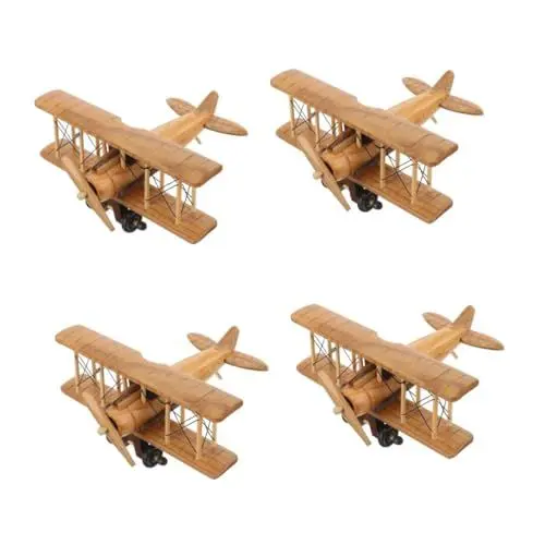 Produktbild: PRETYZOOM 4 Stück Retro-holzflugzeug Flugzeugmodell Modellflugzeuge Wohnaccessoires Fliegendes Flugzeug Spielzeug Flugzeugförmiges Retro-Spielzeug Flugzeugskulpturen Chocolate Hölzern