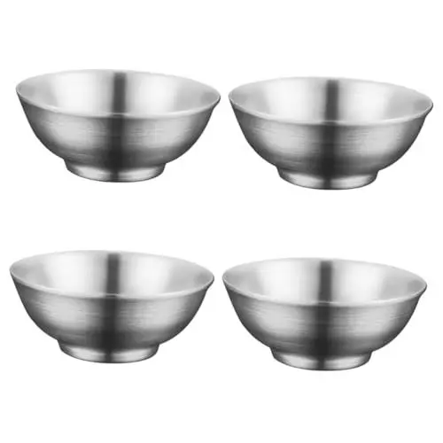 Produktbild: PRETYZOOM Stahl Suppe 4 Stück Schüssel Mit Ramen-nudeln Müsli-rührschüsseln Becher Mit Doppelhenkel Servierschüssel Für Das Abendessen Nudelschüssel Kochschüssel Ramenschalen Silver Rostfreier Stahl