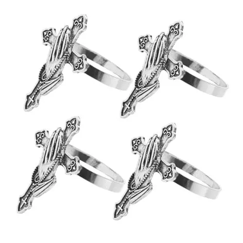 Produktbild: PRETYZOOM Serviettenhalter-Set Aus Metall Kreuz-Design Serviettenringe für Den Tisch Elegante Serviettenschnallen für Die Heimdekoration Im Restaurant Hotel