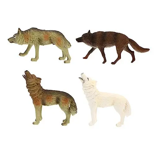 Produktbild: PRETYZOOM 4 Stück Simulation Grauer Wolf Erkenntnismodelle Fariry Garten Tierfiguren Wolf-skulptur Waldtiermodell Realistische Modelle Spielsets Kind Ornamente PVC Haushalt