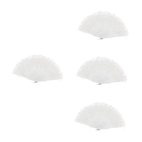 Produktbild: PRETYZOOM 4 Stück Spitzenfächer Faltfächer Handfächer Spitzentanz Requisiten Spitzen Handfächer Hochzeitsfächer Handfächer Für Hochzeiten Handfächer Für Frauen Faltbare Spitze