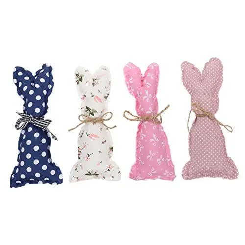 Produktbild: PRETYZOOM 4 Stück Stoff Kaninchen Ornamente Osterhasen-Plüsch Ostern Plüschtiere Stoffhase osterelemente Ostern-Punktmuster-Kaninchen Füllung Spielzeug Baumwolle