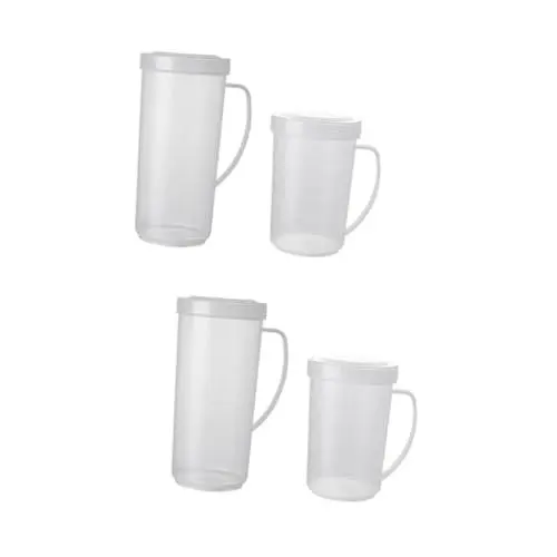 Produktbild: PRETYZOOM 4 Stück Tasse Mikrowelle Milchkännchen Wasserkaraffen Kunststoffbehälter Limonadenkrug Aus Kunststoff Backen Messen Getränk Plastik Kaffee Durchsichtiger Topf Weiß Wiederverwendbar