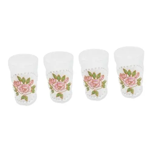 Produktbild: PRETYZOOM 4 Stück Wasserbecher Kaffeetasse transparente Tasse multifunktionale Tassen wassergläser wassernapf schnapsgläser Plastik Tee gläser Teetasse Blumenparty-Getränkebecher Glas Rosa