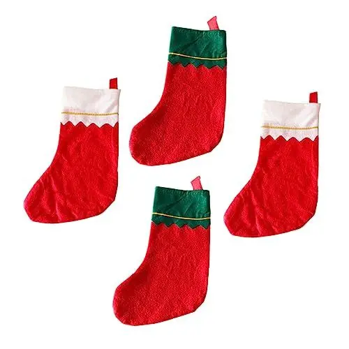 Produktbild: PRETYZOOM 4 Stück Weihnachtsstrumpfbeutel Weihnachtsplüschstrumpf Weihnachtsdekoration weihnachtsbaumdeko Weihnachtsbaum Dekoration Weihnachtsparty-Strumpf Weihnachtsanhänger Vlies