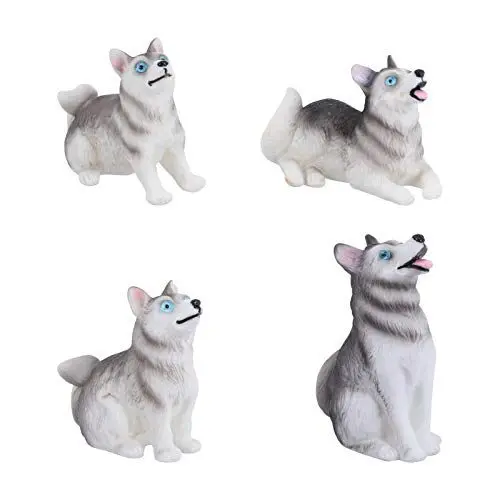 Produktbild: PRETYZOOM 4 Stück heisere Ornamente Hundedekorationen Tiermodell-Spielzeug realistischer Welpe Hund Miniatur Spielzeug wohnzimmerdeko gartendeko Husky-Tier-Figur Hundemodell aus Harz