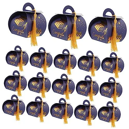Produktbild: PRETYZOOM 50stücke Abschlusskappen Süßigkeitenboxen Mit Quaste Kreative Party-geschenkverpackungen Für Abschlussfeiern Elegante Doktorhut Candy Boxen Für Festliche Anlässe