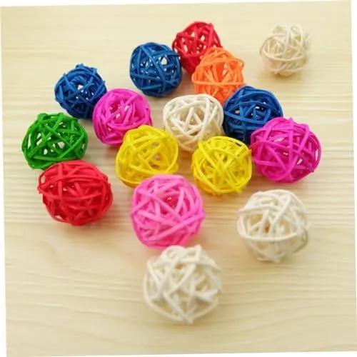 Produktbild: PRETYZOOM 3 cm Durchmesser Dekorative Rattan-korbbälle 50 Stück Ornamente Bälle für Weihnachtsbaum Zuhause Hochzeitsdekoration