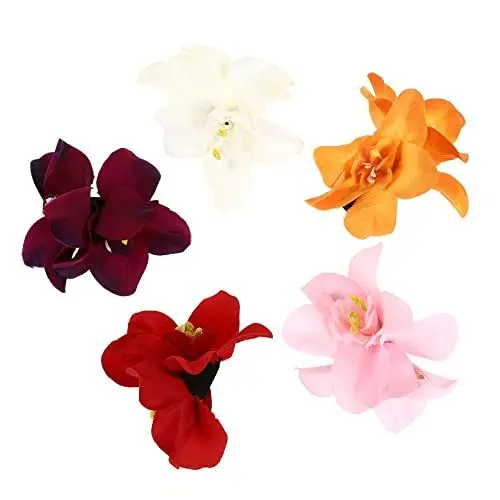 Produktbild: PRETYZOOM 5Pcs Künstliche Blumenhaarclip Kreative Hibiskus Plumeria Doppel Orchideen Haarnadel Kopfbedeckung Hawaii Party Haarzubeh?r (Zuf?llige Farbe)