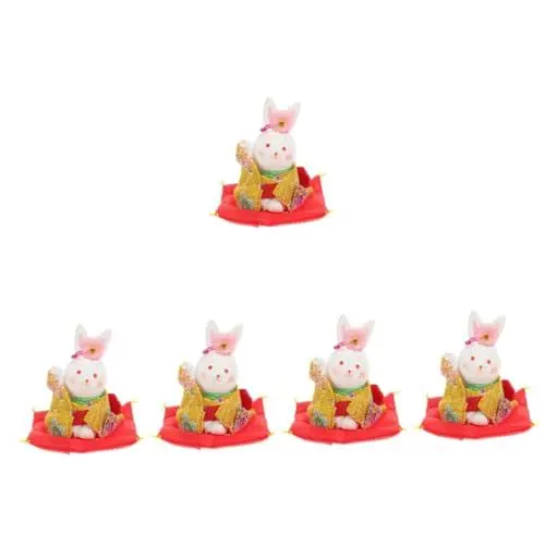 Produktbild: PRETYZOOM 5St Glückskaninchen Wohnkultur Bürodekoration Kaninchenstatue Ornament Tier Sammlerfiguren Innendekorationen für Autos Haushalt Armaturenbrett Senfkörner