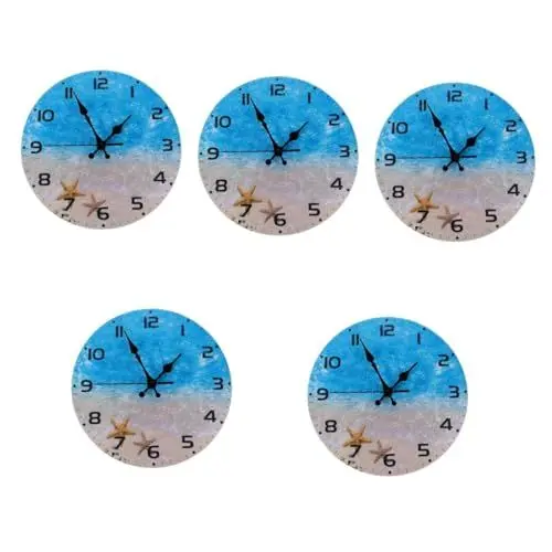 Produktbild: PRETYZOOM 5St Strand-Wanduhr Batteriebetriebene Wanduhren Wecker für Schlafzimmer Äußeres digitaler Wecker laut Runde Uhr Batteriebetriebene Uhr Holzuhr Dekorative Wanduhr stille Uhr hölzern