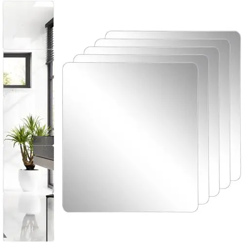 Produktbild: PRETYZOOM Spiegelfliesen Für Wände Selbstklebende Spiegelfolien Einfache Installation 4er-Pack Vielseitig Einsetzbar