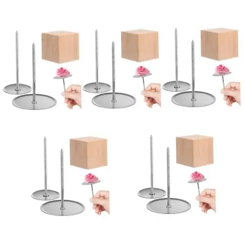 Produktbild: PRETYZOOM 5 Sätze Dekorieren Spender für Kuchenglasuren Kuchenblumen-Nagelhalter Cupcakes Kuchen Blumen Nägel Backwerkzeuge hölzern schmücken Dekoratives Tablett Suite