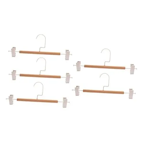 Produktbild: PRETYZOOM Stabiles Wäschebügel-Set 5-teilig Kleiderbügel Aus Holz Für Hosen Röcke Shorts Robustes Design