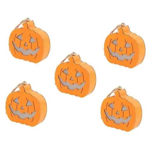 Produktbild: PRETYZOOM 5st Halloween-kürbislaterne Halloween-kürbis-kerzenlicht Outdoor- Thanksgiving-kürbis-Dekorationen Künstliche Kürbisverzierung Laternenkürbis Kürbislicht Orange Knopfbatterie