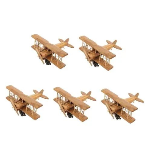 Produktbild: PRETYZOOM 5st Retro-holzflugzeug Flugzeugverzierung Flugzeugförmiges Flugzeugmodell Basteln Miniaturflugzeug Desktop- Flugzeugskulpturen Modellflugzeuge Hölzern Chocolate