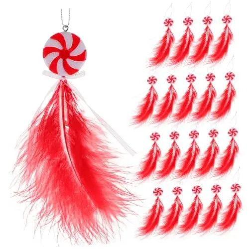 Produktbild: PRETYZOOM 60 STK Candy Weihnachtsschmuck-Set mit 20 Stück Weihnachtsbaum-Hängedekorationen weihnachtslutscherverzierungen weihnachtsmotiv Weihnachts Party Weihnachtsdekorationen rot