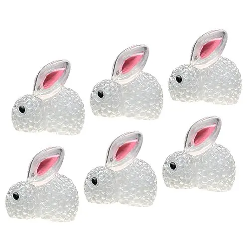 Produktbild: PRETYZOOM 6St hasenfiguren Animal Figures inneneinrichtung Neuheiten tischdeko esstisch Osterhasen-Statue Mini-Gartenhase Mini-Hase Kaninchen aus Kunstharz Kaninchen Desktop-Verzierung