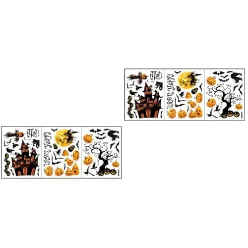Produktbild: PRETYZOOM 6 Blätter Halloween-Wandaufkleber Hexenfenster haftet Halloween-Horror-Aufkleber Wanddeko Halloween fensterbild halloween Dekor Halloween-Fensterfolie Halloween-Glasaufkleber PVC