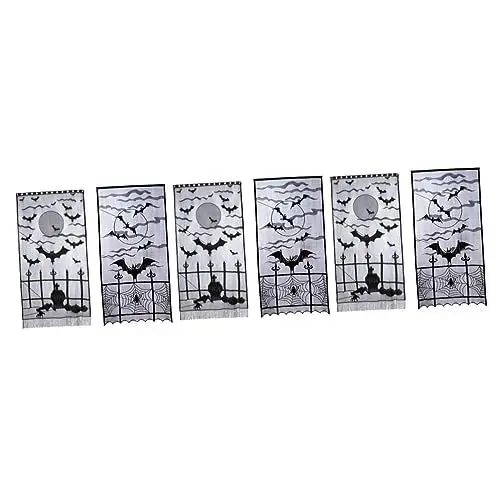 Produktbild: PRETYZOOM 6 STK Halloween Spitze Schwarze Tür Vorhang Ornamente Halloween Theme Halloween Party The Black swor Esstisch Tischdecke Tischläufer schmücken Polyester (Polyester)