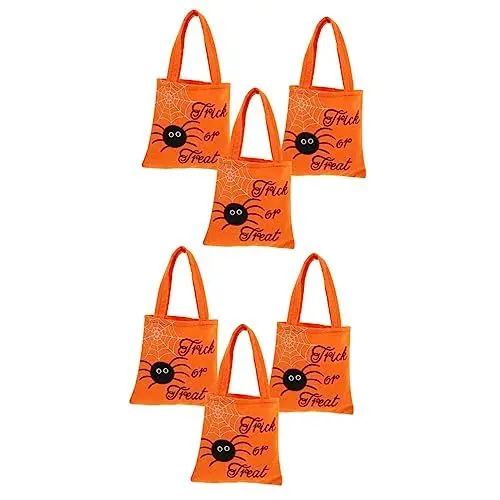 Produktbild: PRETYZOOM 6 Stk Halloween-Einkaufstasche Taschen Süßigkeiten-Keks-Tasche Korbtasche halloween tasche halloween bag Aufbewahrungstasche für Halloween-Süßigkeiten Halloween-Vliesbeutel Orange
